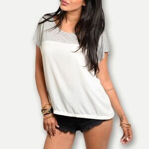 *Clearance* Sweet Mary White and Grey Dazzled Top